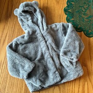 Magnetic Me Gray Fuzzy Jacket with Bear Ears